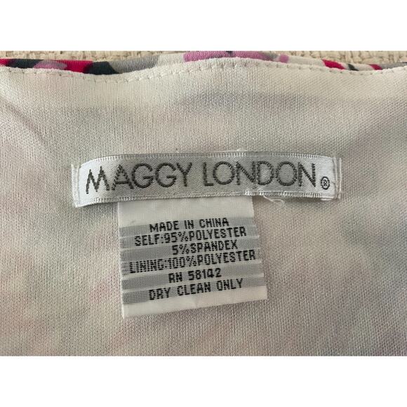 Maggy London Womens Medium Pink Gray Dress Abstract Print Draped Front - Picture 3 of 9